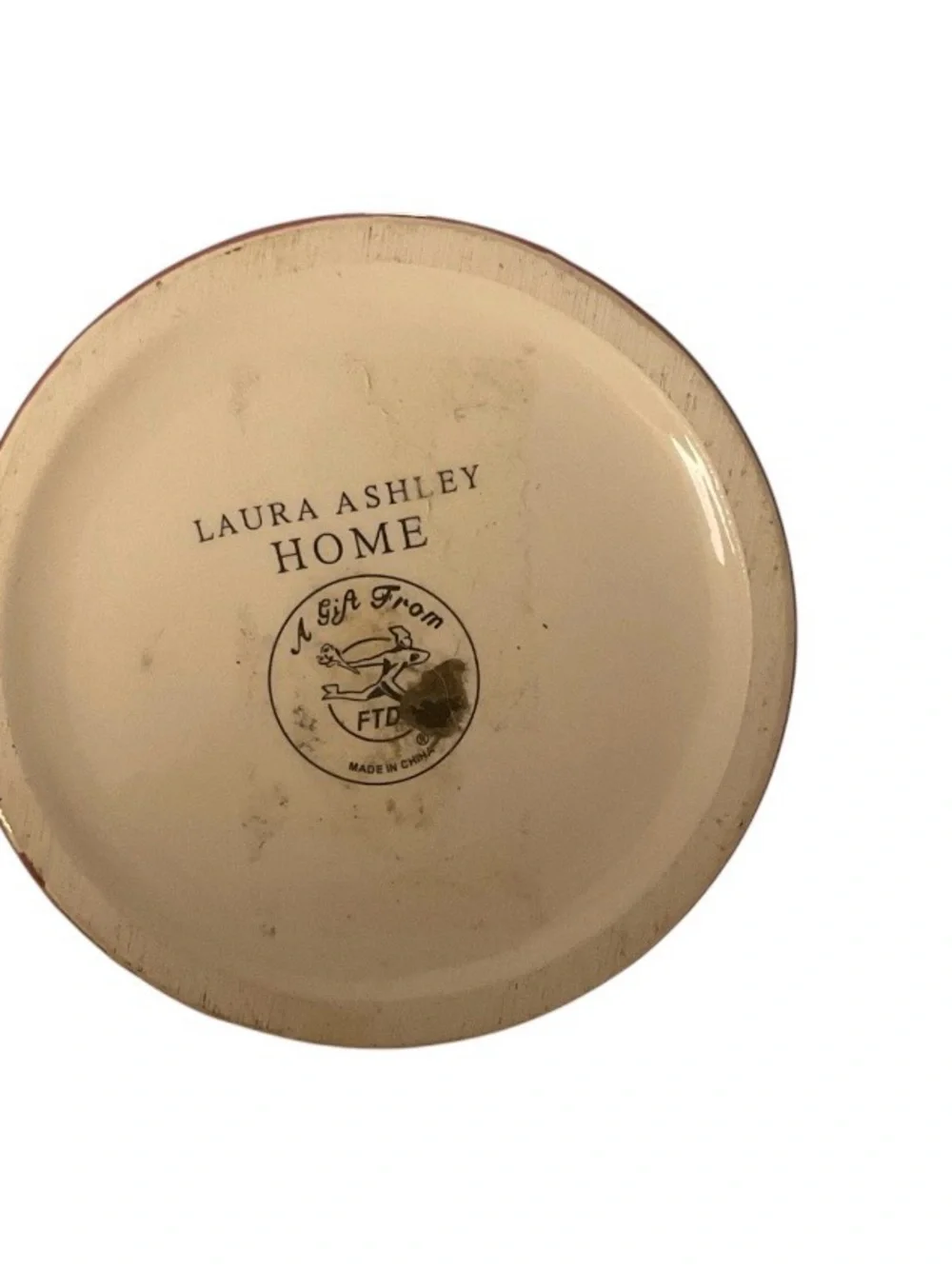 Laura Ashley Cream Vase with Pink and Green Floral Pattern